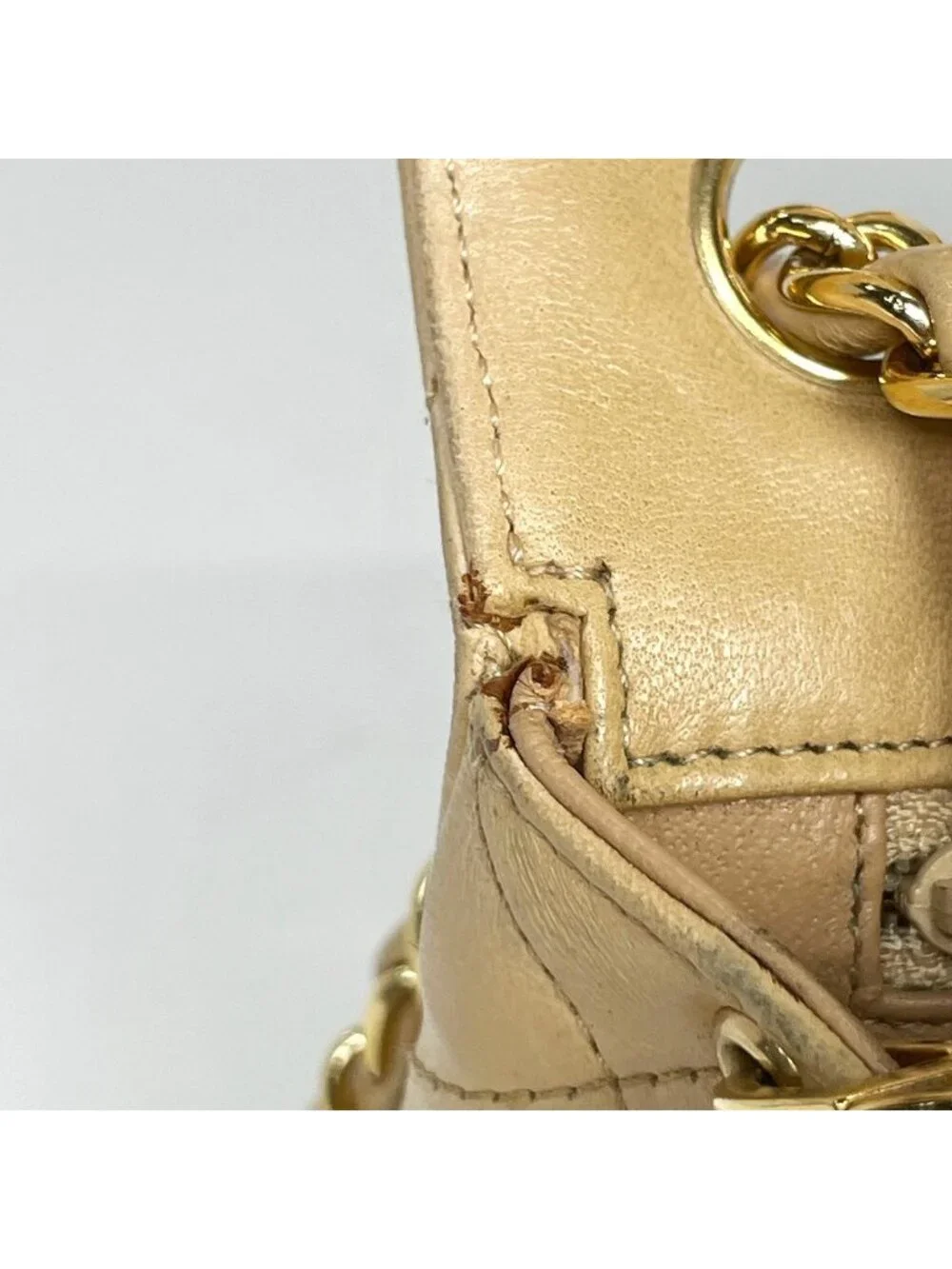 Chanel Mini Quilted Shoulder Bag CC Logo Single Flap Leather Beige
